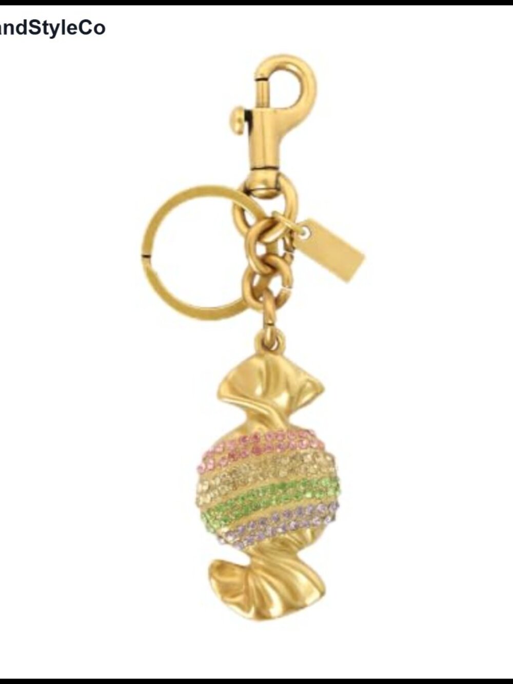 Rhinestone Candy Bag Charm Gold Plated Keychain Purse Accessory